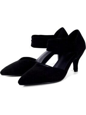 Women's Black Dress Kitten Heels Comfortable Closed Toe Pumps Shoes Pointed Toe